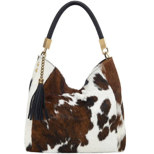 Cow Printed Pony Hair Calf Hair Leather Top Handle Bag Ethical Brand Brix and Bailey