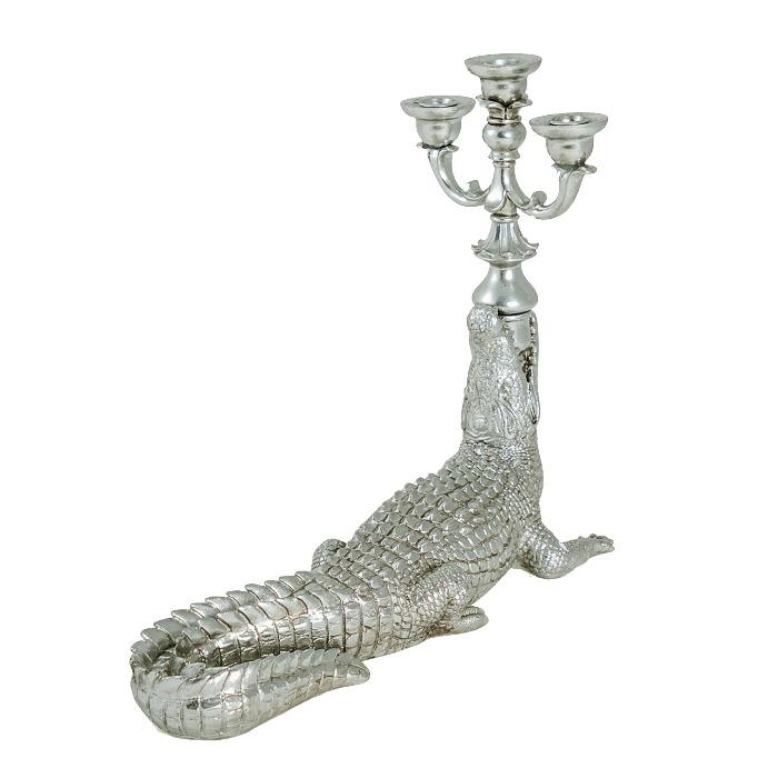 Silver Large Crocodile Candelabra