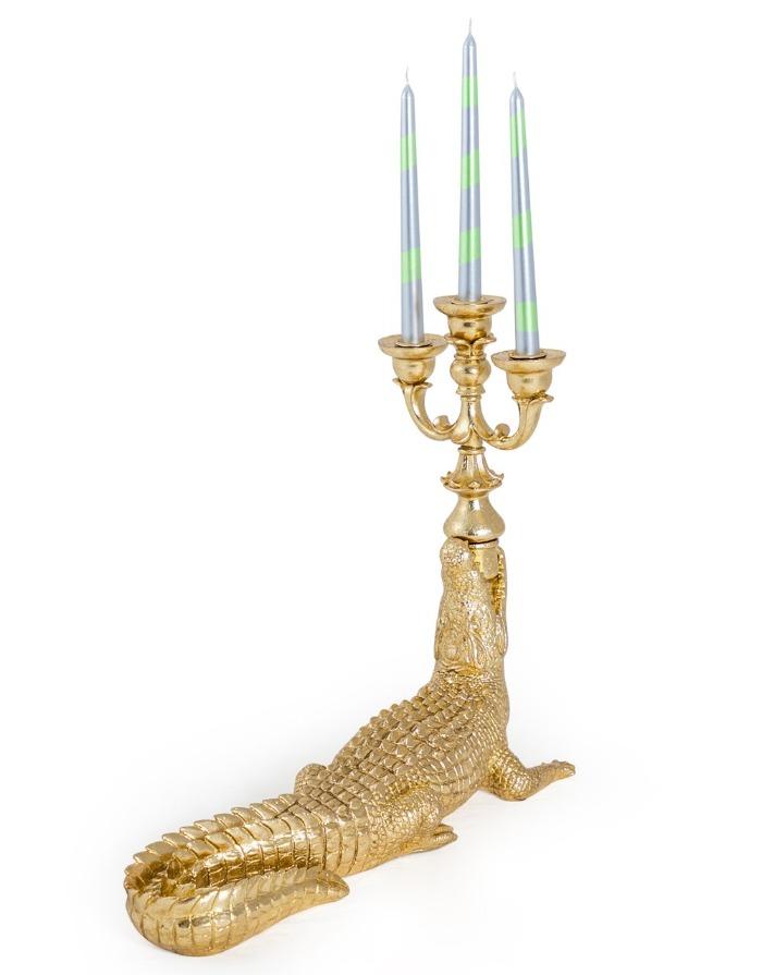 Gold Crocodile Candelabra
