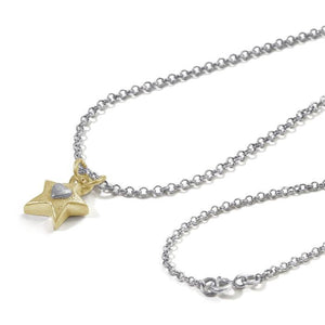 Gold Star Pendant Necklace – Ethically Crafted with Silver Heart by Sostter at brixbailey.com