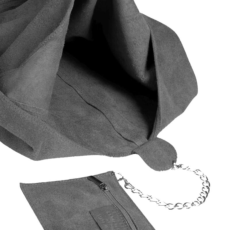 Luxurious Silver Grey Suede Hobo Bag – Stylish & Versatile by Sostter at brixbailey.com