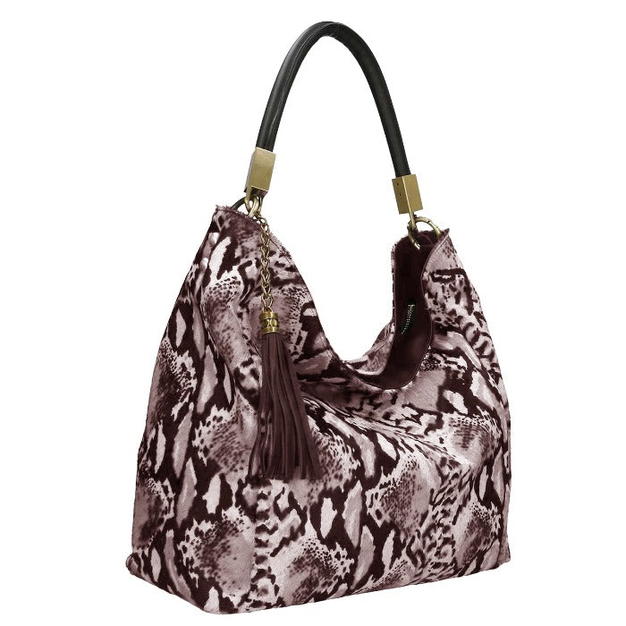 NEW Snake Print Hair On Hide Premium Leather Bag