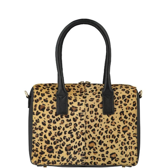 Leopard Print Haircalf Leather Crossbody Grab Bag Brix Bailey