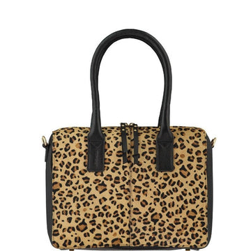 Leopard Print Haircalf Womens Leather Crossbody Grab Bag Brix Bailey