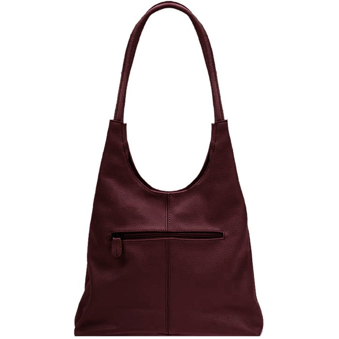 Maroon Soft Pebbled Leather Slouch Bag