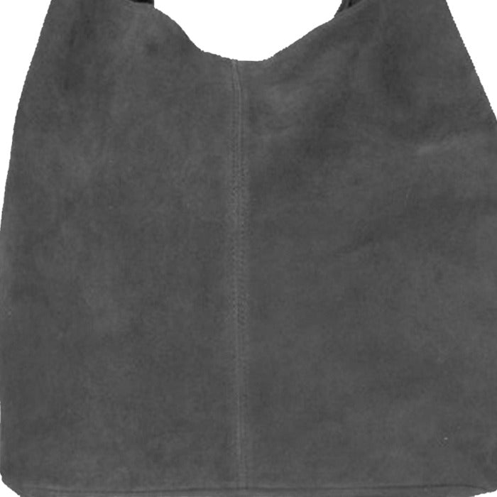Silver Grey Soft Suede Hobo Shoulder Bag