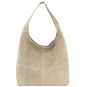 Ivory Croc Print Leather Hobo Bag – Secure & Stylish by Sostter at brixbailey.com