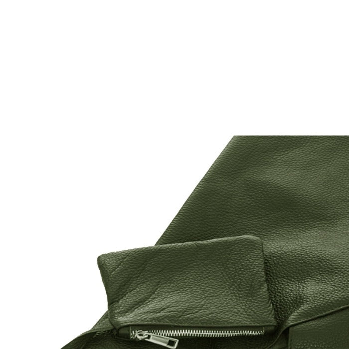 Triangular Olive Green Leather Tote – Stylish & Secure by Sostter at brixbailey.com