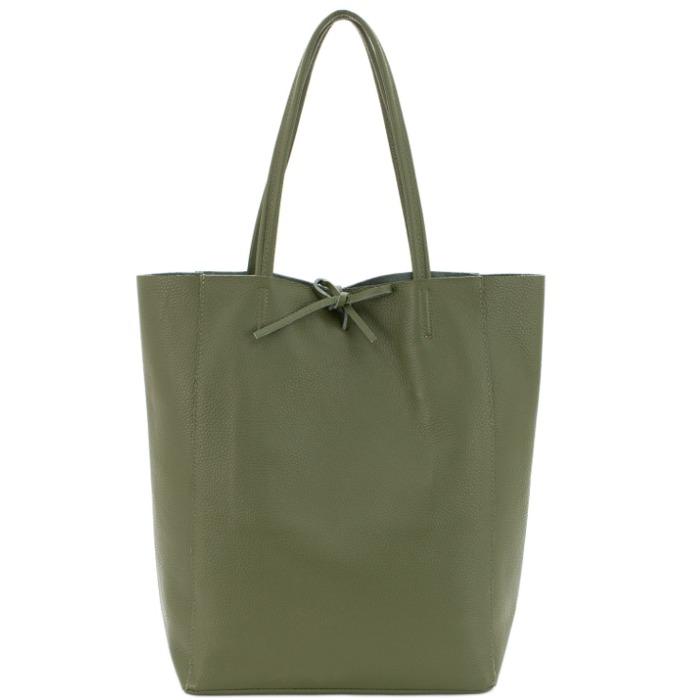 Olive Pebbled Leather Tote Shopper  Brix Bailey