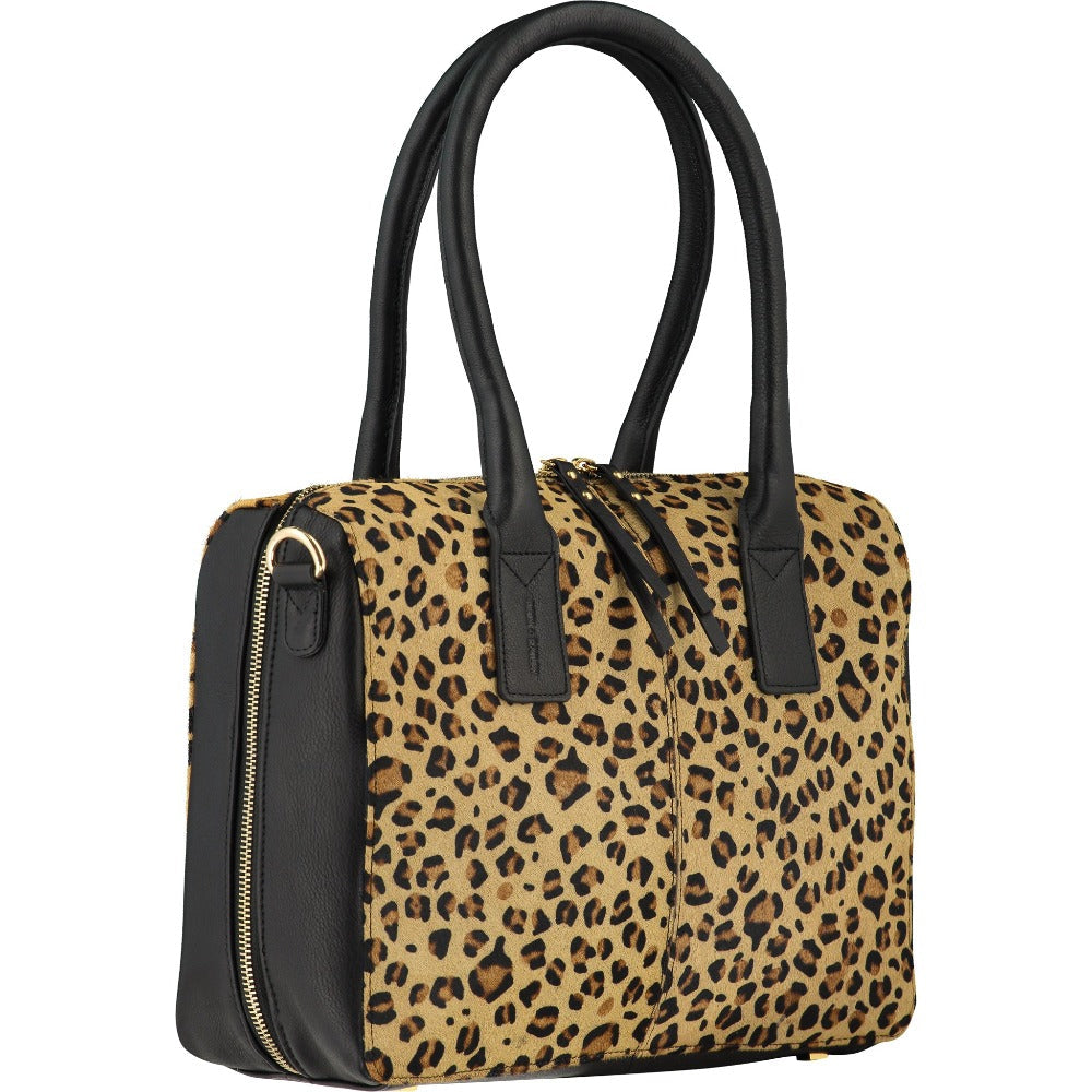 Leopard Print Haircalf Leather Crossbody Grab Bag Brix Bailey