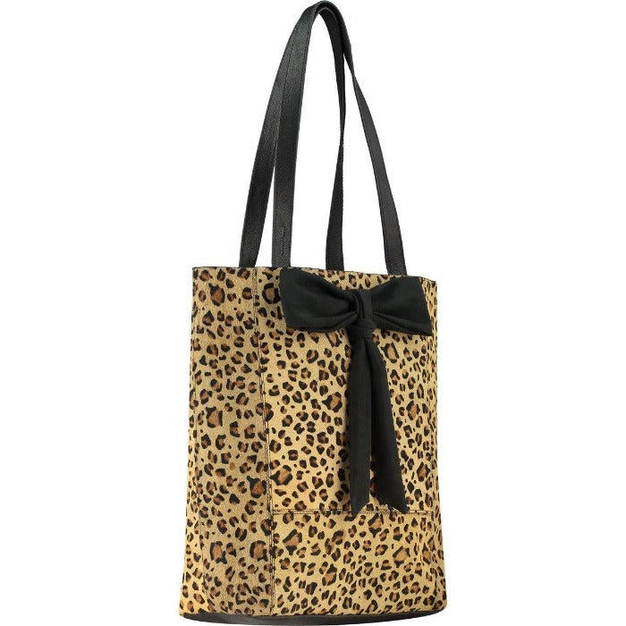 Animal Print Bow Leather Tote