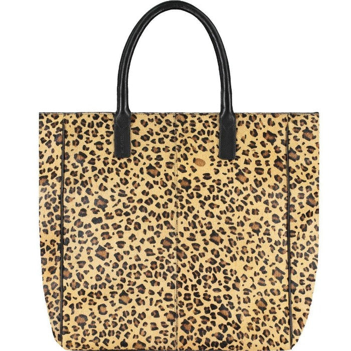 Leopard Print Calf Hair Large Leather Tote Womens Leather Tote Shopper Bag Ethical Brix and Bailey