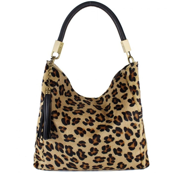 Leopard Print Calf Hair Leather Bag – Chic & Versatile by Sostter at brixbailey.com