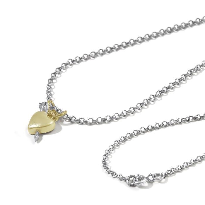 Gold Love Heart Pendant Charm Necklace