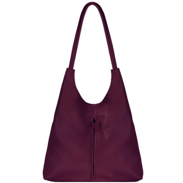 Maroon Soft Pebbled Leather Slouch Bag
