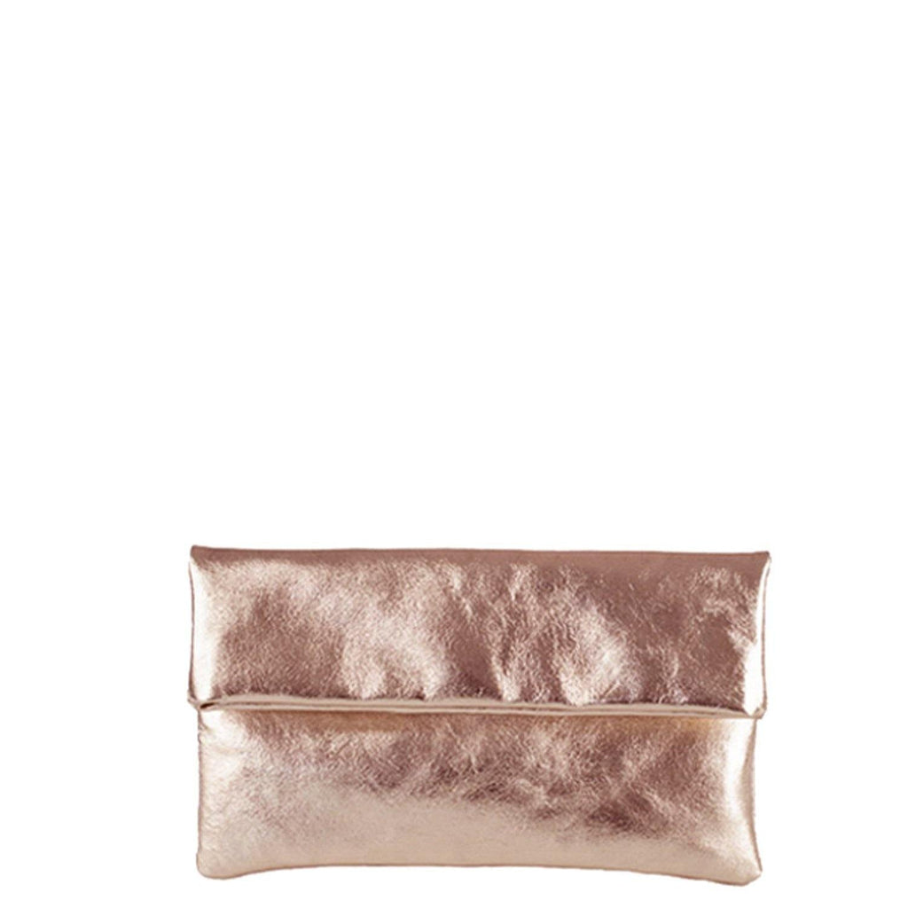 Metallic Copper Gold Leather Foldover Clutch - Brix and Bailey® - Contemporary Bag, Watch and Accessory Brand