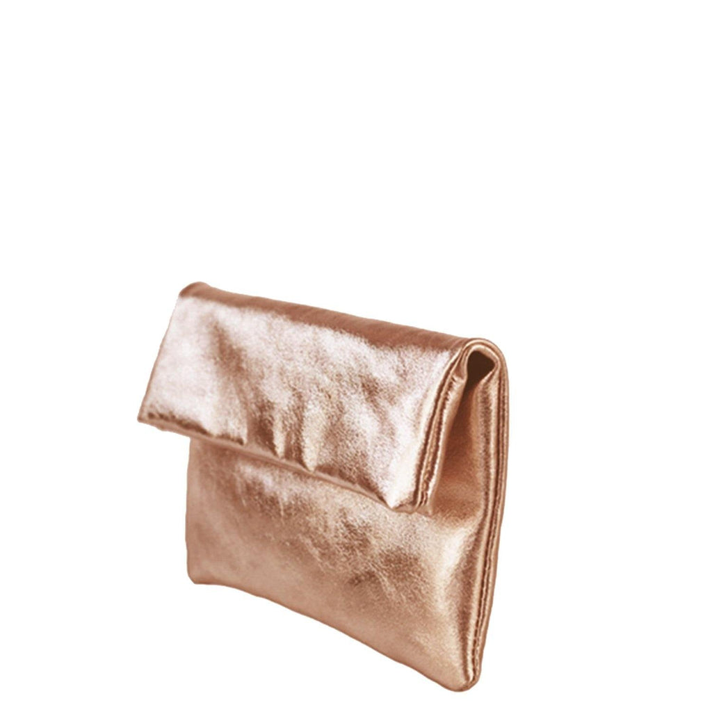 Metallic Copper Gold Leather Foldover Clutch - Brix and Bailey® - Contemporary Bag, Watch and Accessory Brand