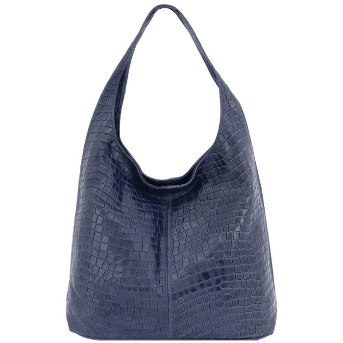 Navy Croc Print Leather Hobo Bag – Chic & Versatile by Sostter at brixbailey.com