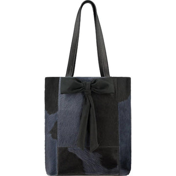 Navy Blue Bow Haircalf Leather Tote Bag Womens Leather Bag Brix Bailey