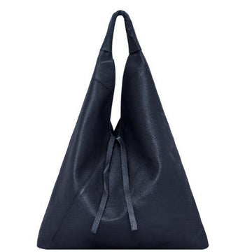Navy Pebbled Boho Leather Bag