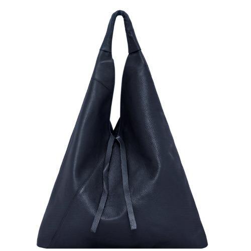 Navy Pebbled Boho Leather Bag | biyrr