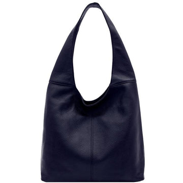 Navy Soft Pebbled Leather Hobo Bag | bilei