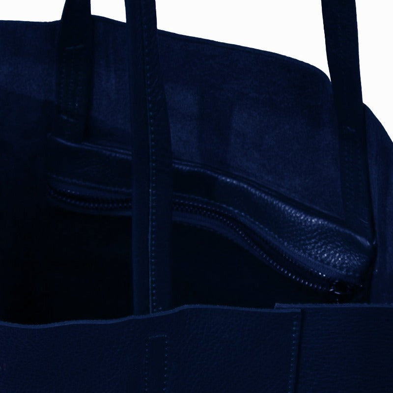 Navy Blue Pebbled Leather Tote Shopper Bix Bailey Sostter Women Leather Handbag Purse