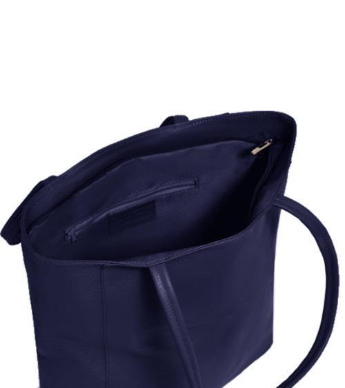 Navy Zip Top Italian Leather Tote – Stylish & Practical by Sostter at brixbailey.com