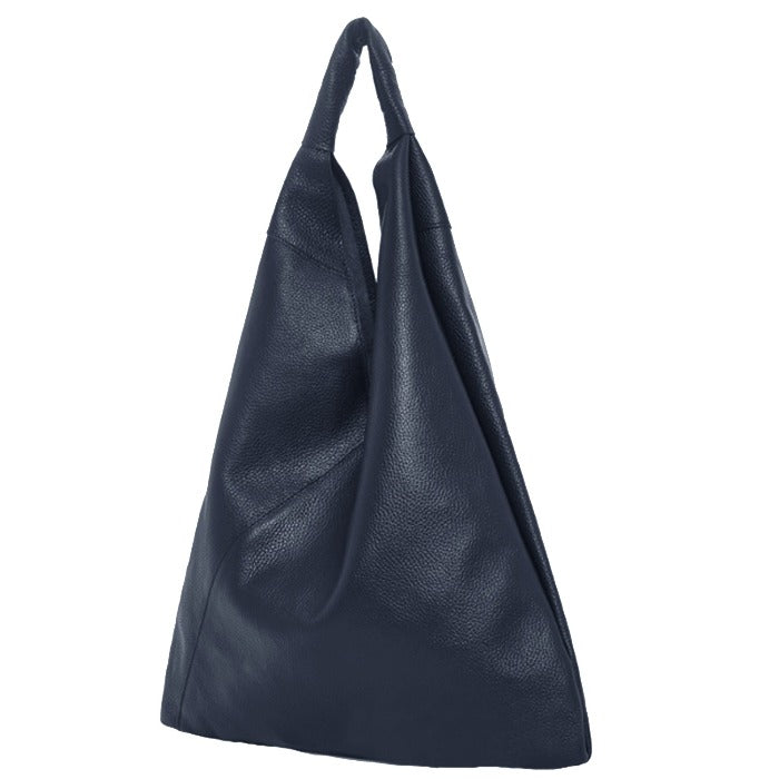 Navy Pebbled Boho Leather Bag | biyrr