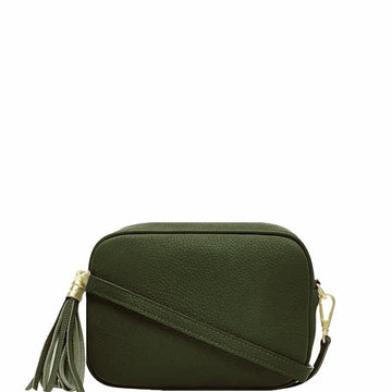 Olive Green Leather Tassel Crossbody Bag  Brix Bailey sostter