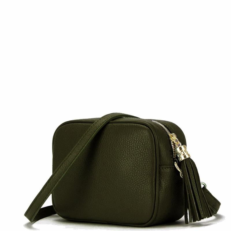 Olive Green Leather Tassel Crossbody Bag  Brix Bailey sostter