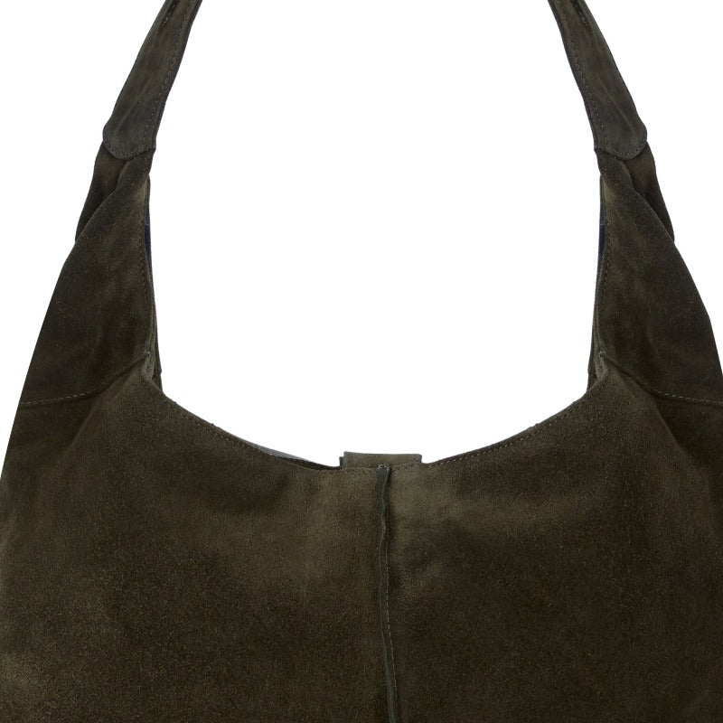 Olive Soft Suede Hobo Shoulder Bag Ethically Made Brix and Bailey Bag
