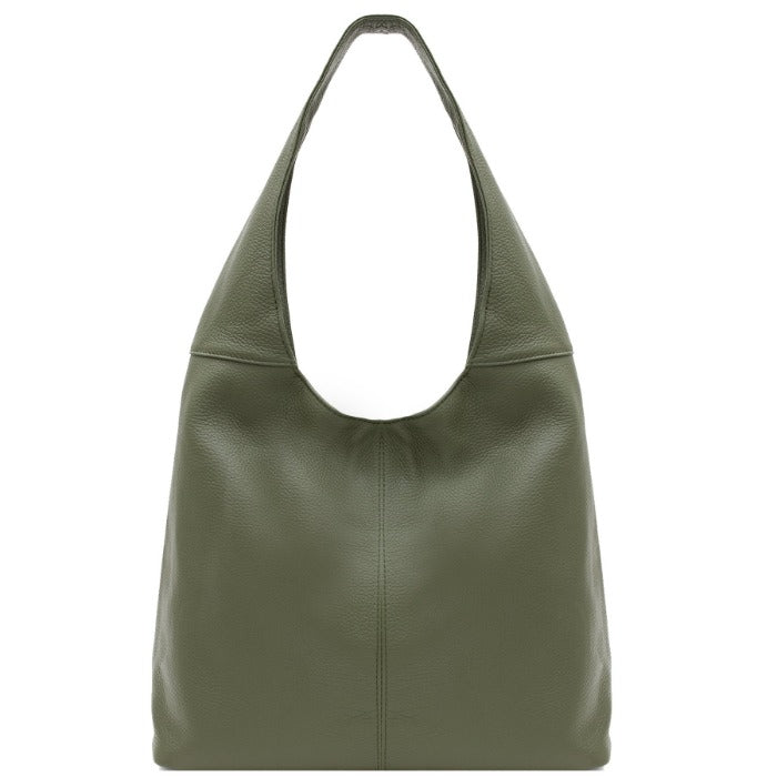 Olive Soft Pebbled Leather Hobo Bag – Italian Crafted Elegance by Sostter at brixbailey.com