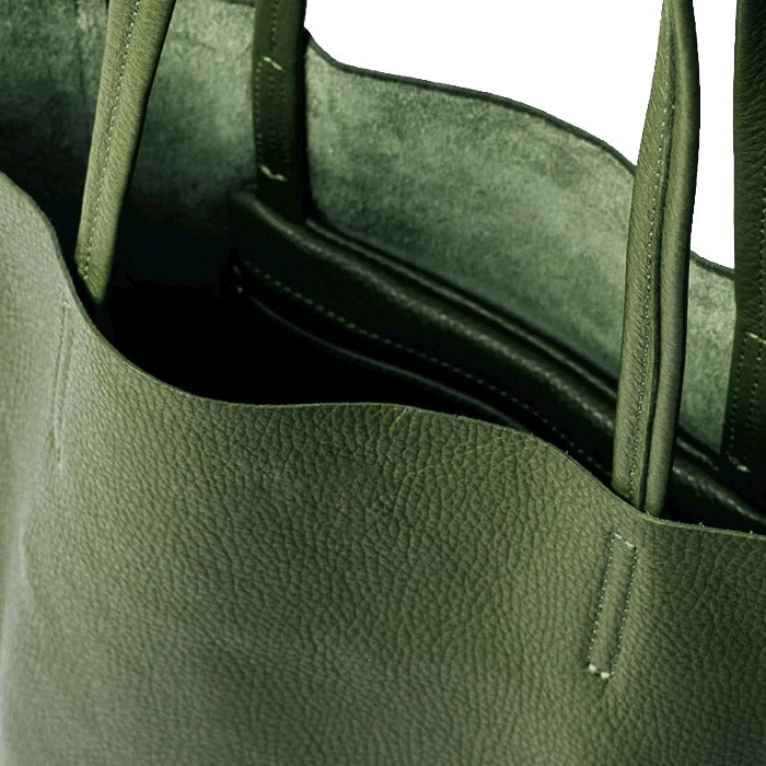 Olive Pebbled Leather Tote Shopper  Brix Bailey