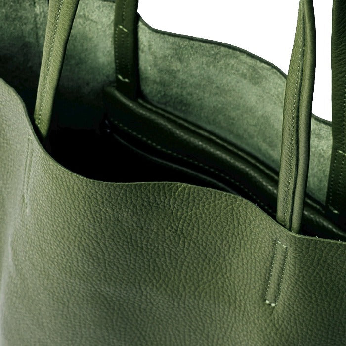 Olive Green Pebbled Leather Tote – Luxury & Functionality by Sostter at brixbailey.com