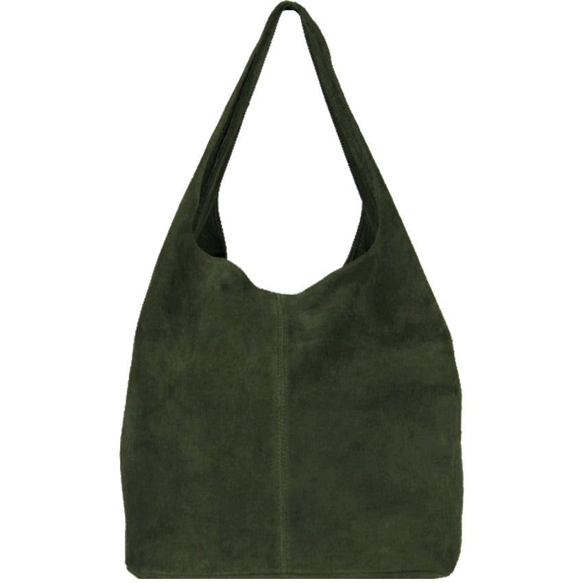 Olive Green Suede Hobo Bag – Chic & Versatile Style by Sostter at brixbailey.com