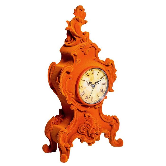 Orange Flocked Mantle Clock