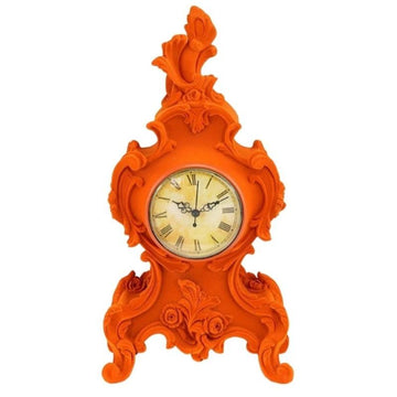Orange Flocked Mantle Clock