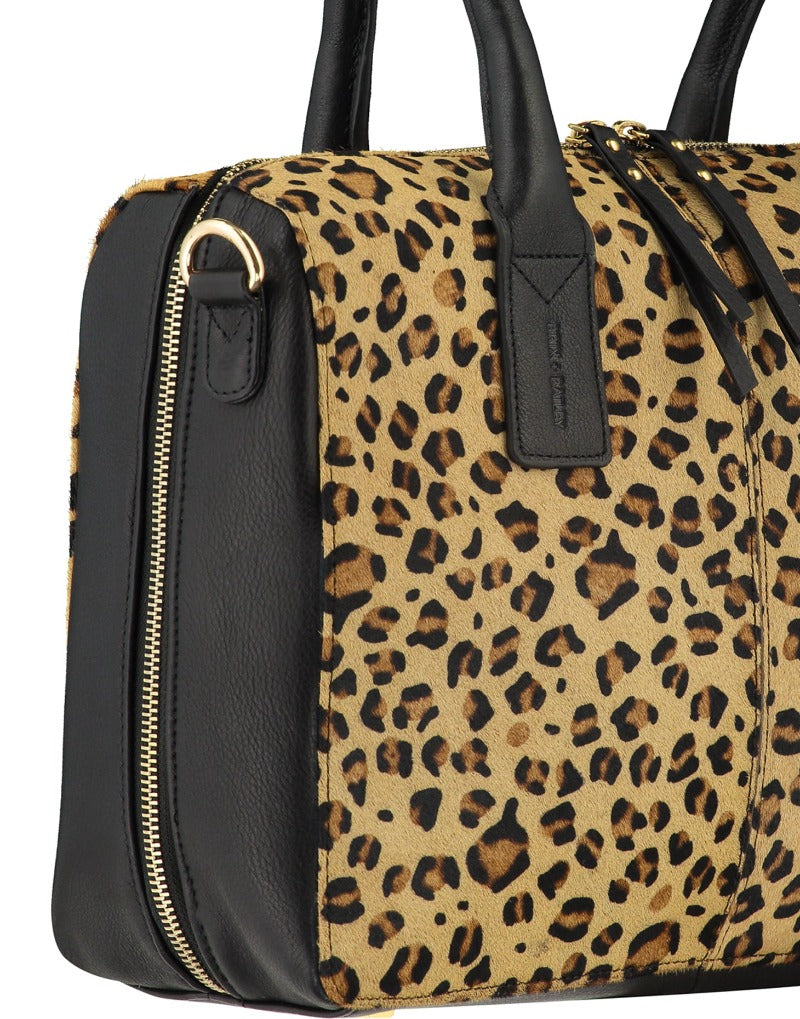 Leopard Print Haircalf Leather Crossbody Grab Bag Brix Bailey