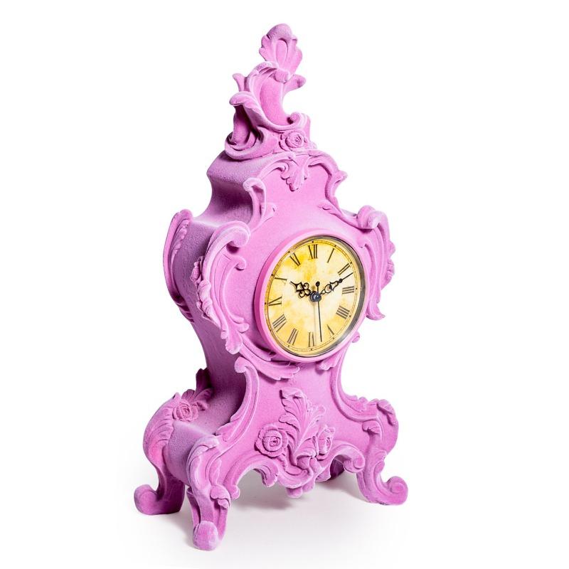Pink Flocked Mantle Clock | bxlyd