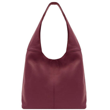 Plum Soft Pebbled Leather Hobo Bag | bxeda