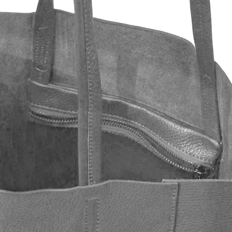 Slate Grey Italian Leather Tote – Versatile & Stylish by Sostter at brixbailey.com