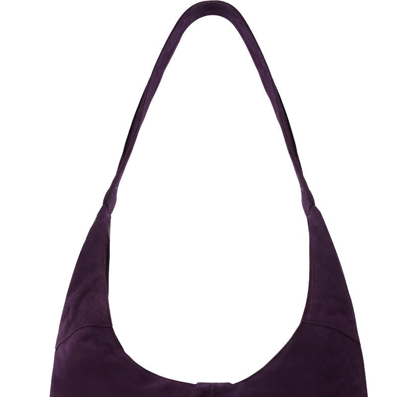 Purple Soft Suede Leather Hobo Shoulder Bag Ethically Made Brix and Bailey Bag