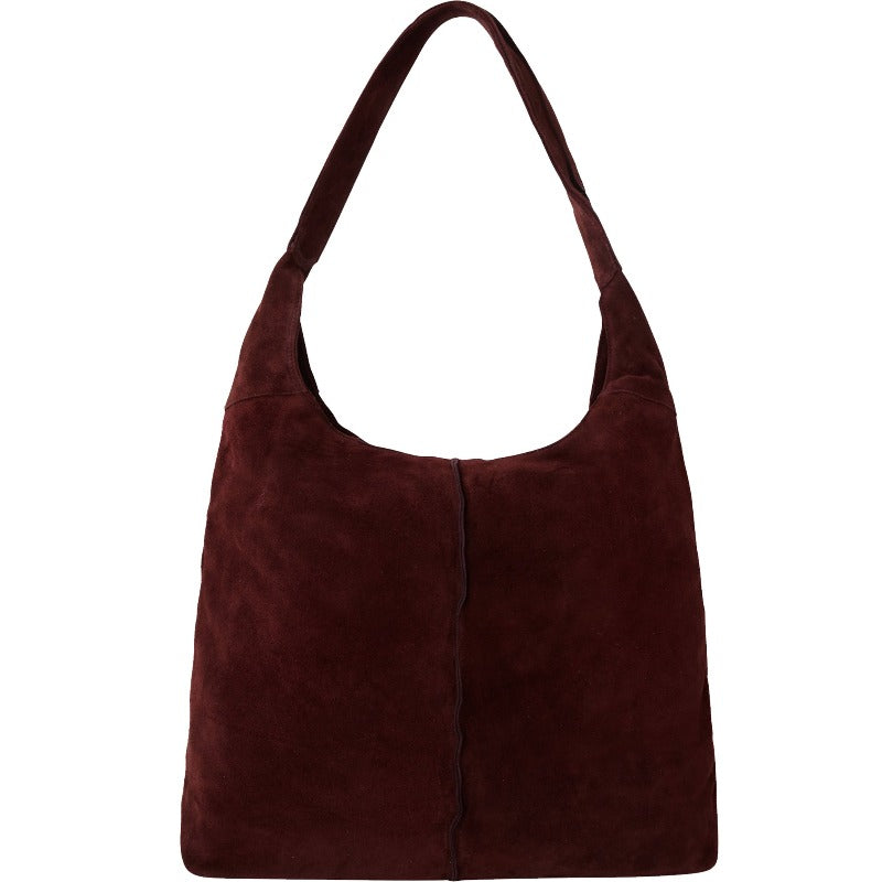 Maroon Large Soft Suede Hobo Shoulder Bag Ethically Made Brix and Bailey Bag