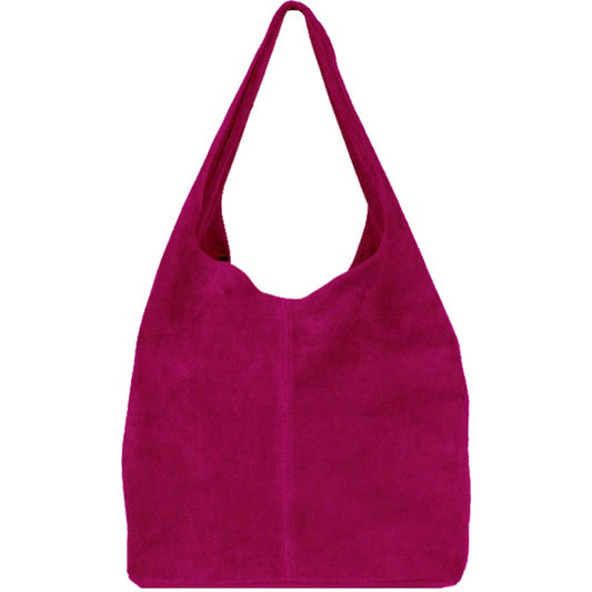 Raspberry Soft Suede Hobo Shoulder Bag
