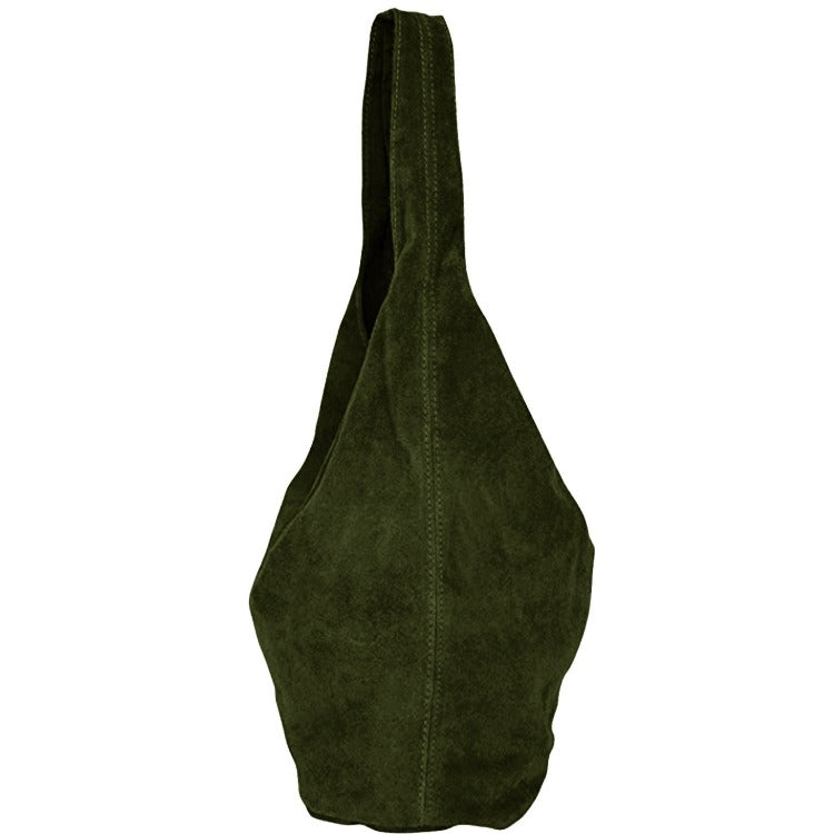 Olive Soft Suede Leather Hobo Shoulder Bag