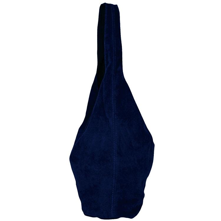 Navy Soft Suede Leather Hobo Shoulder Bag