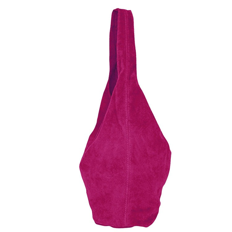 Raspberry Soft Suede Hobo Shoulder Bag