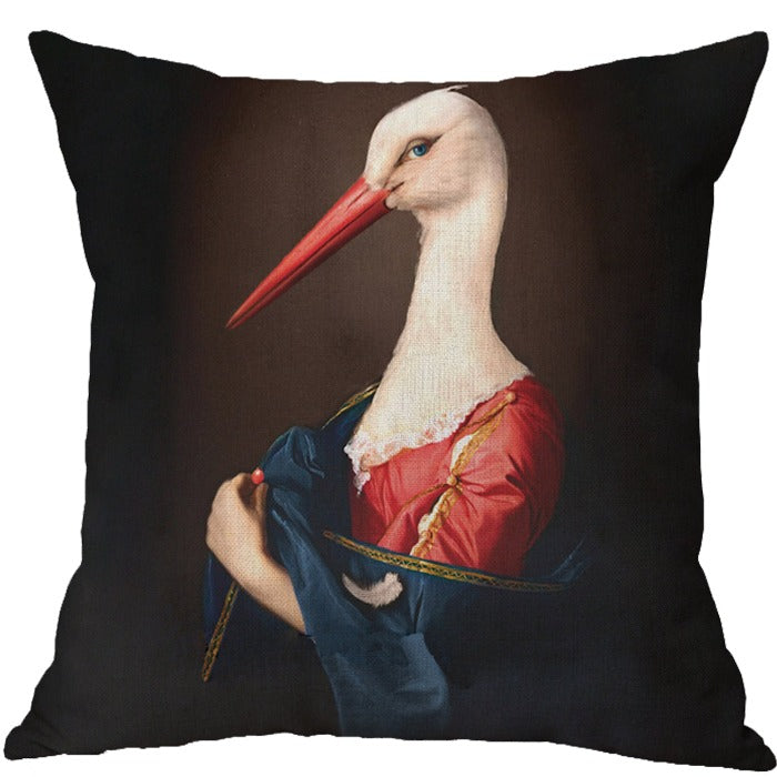 Swan In Full Regalia Oil Painting Cushion Pillow | bnbai
