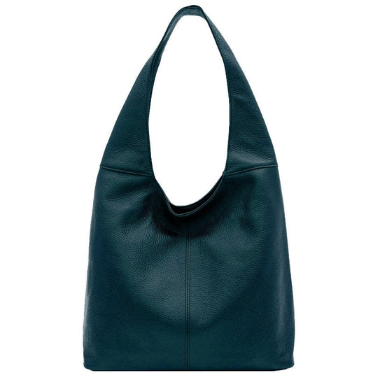 Teal Soft Pebbled Leather Hobo Bag